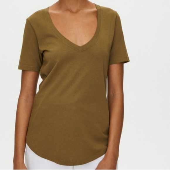 The Group Babaton Aritzia V-Neck Modal Blend Short Sleeve Shirt Women’s S - Picture 2 of 7
